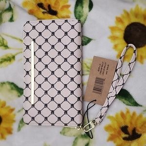 Steve Madden BZIP-LO Cream Multi Logo Zip Around Wallet